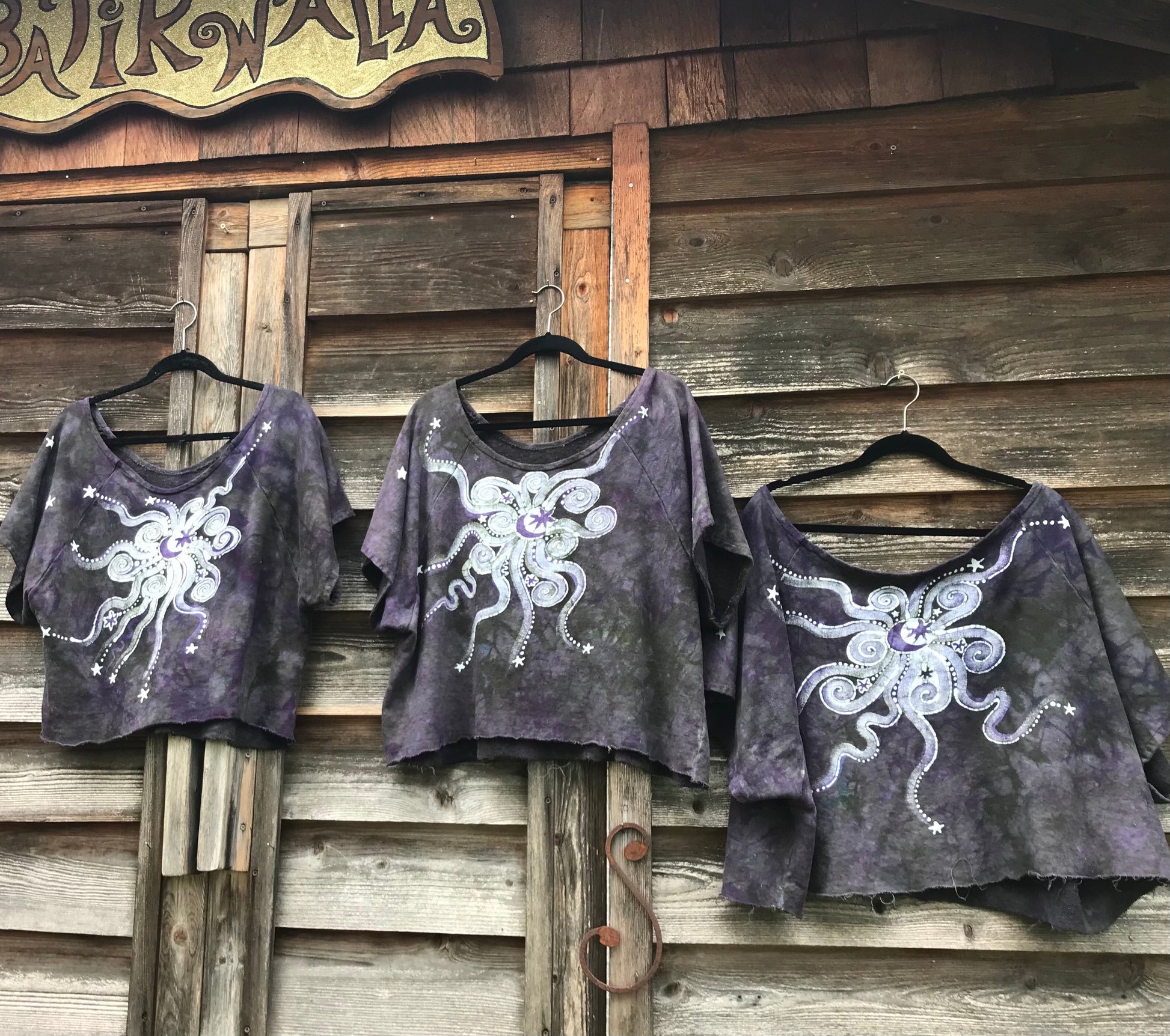 Earth and Purple Moon Organic Cotton Terry Handmade Batik Top - S/M (Oversized) Batik Dresses Batikwalla 