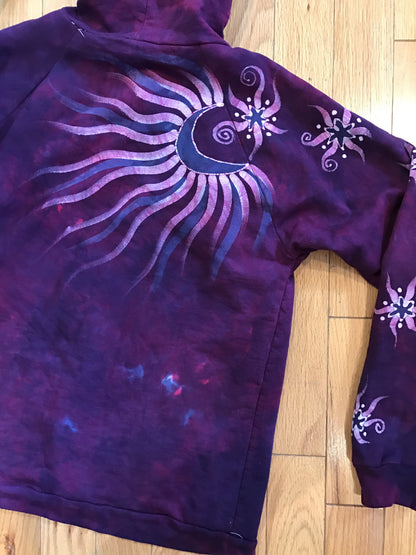 Magenta Starshine Handmade Batik Pullover Hoodie - Unisex Size XL - Batikwalla 
 - 3