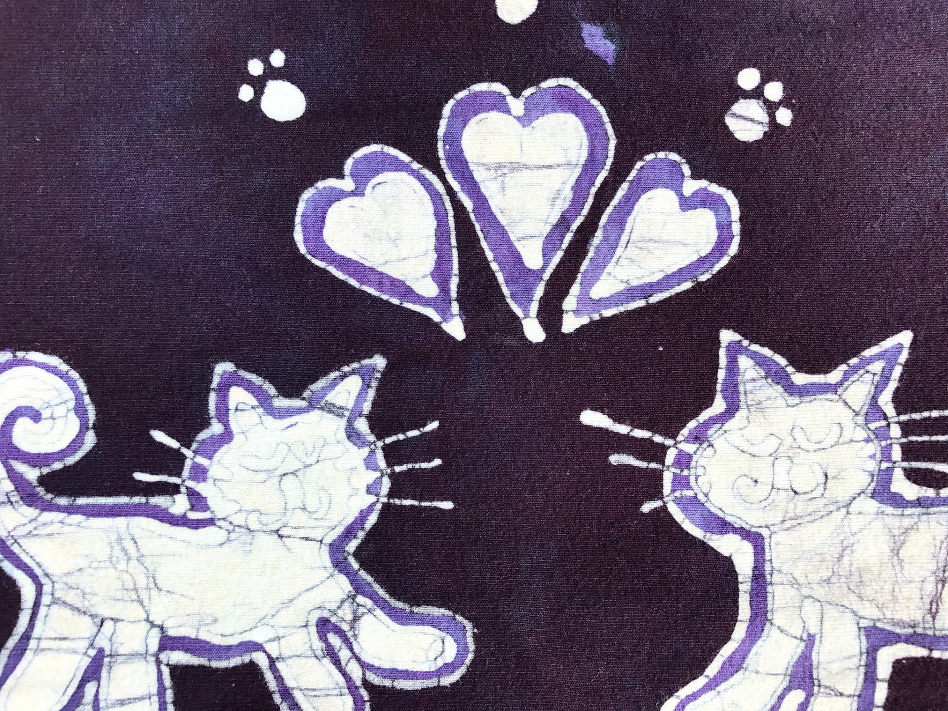 Kitties Are So Cute Hand Painted Batik Fabric Scarf - Batikwalla 
 - 1