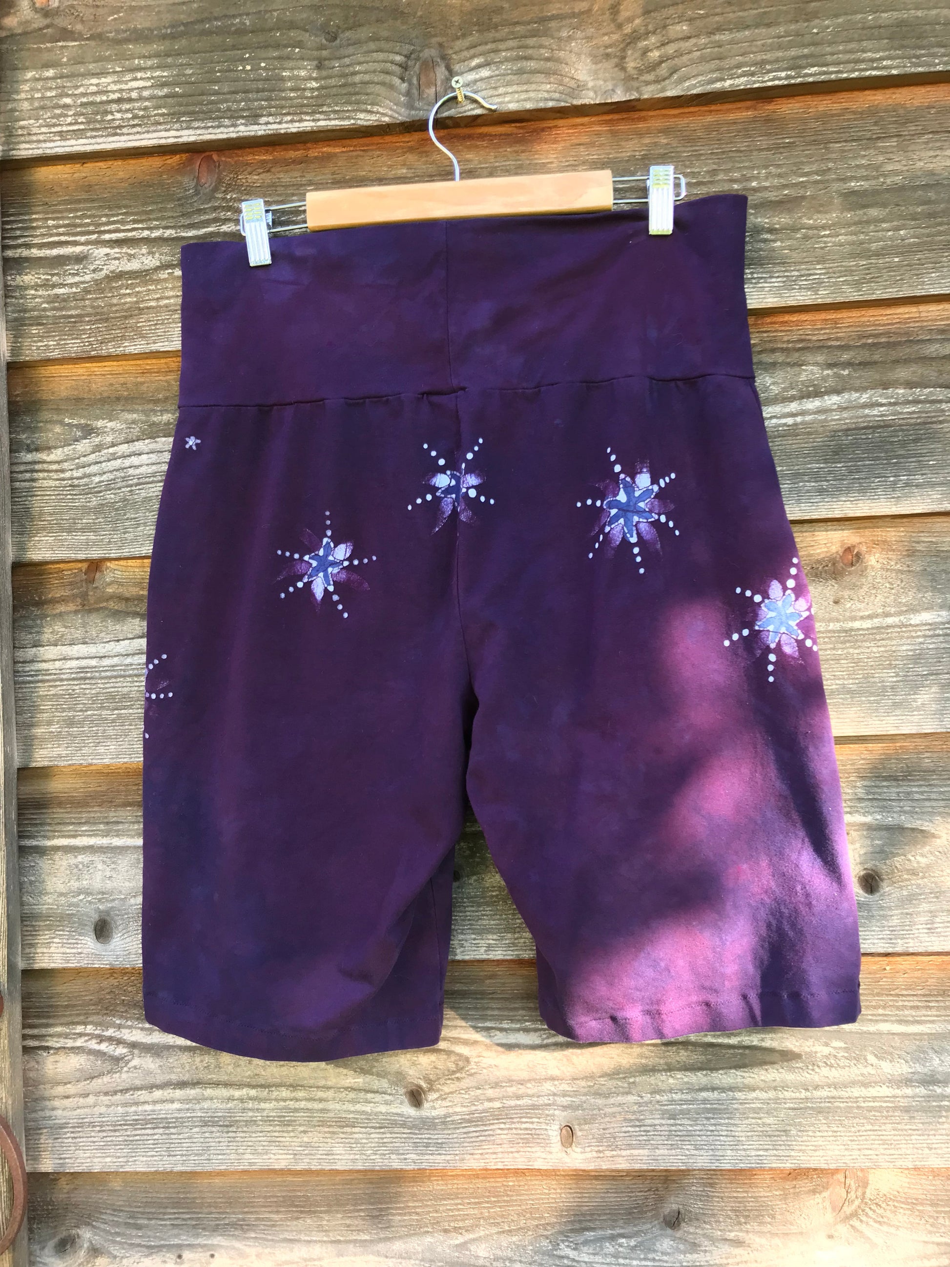 Moon and Stars Batik Biker Shorts - Purple Eggplant Batikwalla by Victoria 