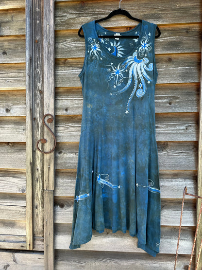 Blue Moon Sage Batikwalla Batik Dress - Size XL Batik Dresses Batikwalla 