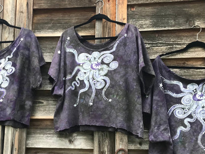 Earth and Purple Moon Organic Cotton Terry Handmade Batik Top - M/L (Oversized) Batik Dresses Batikwalla 
