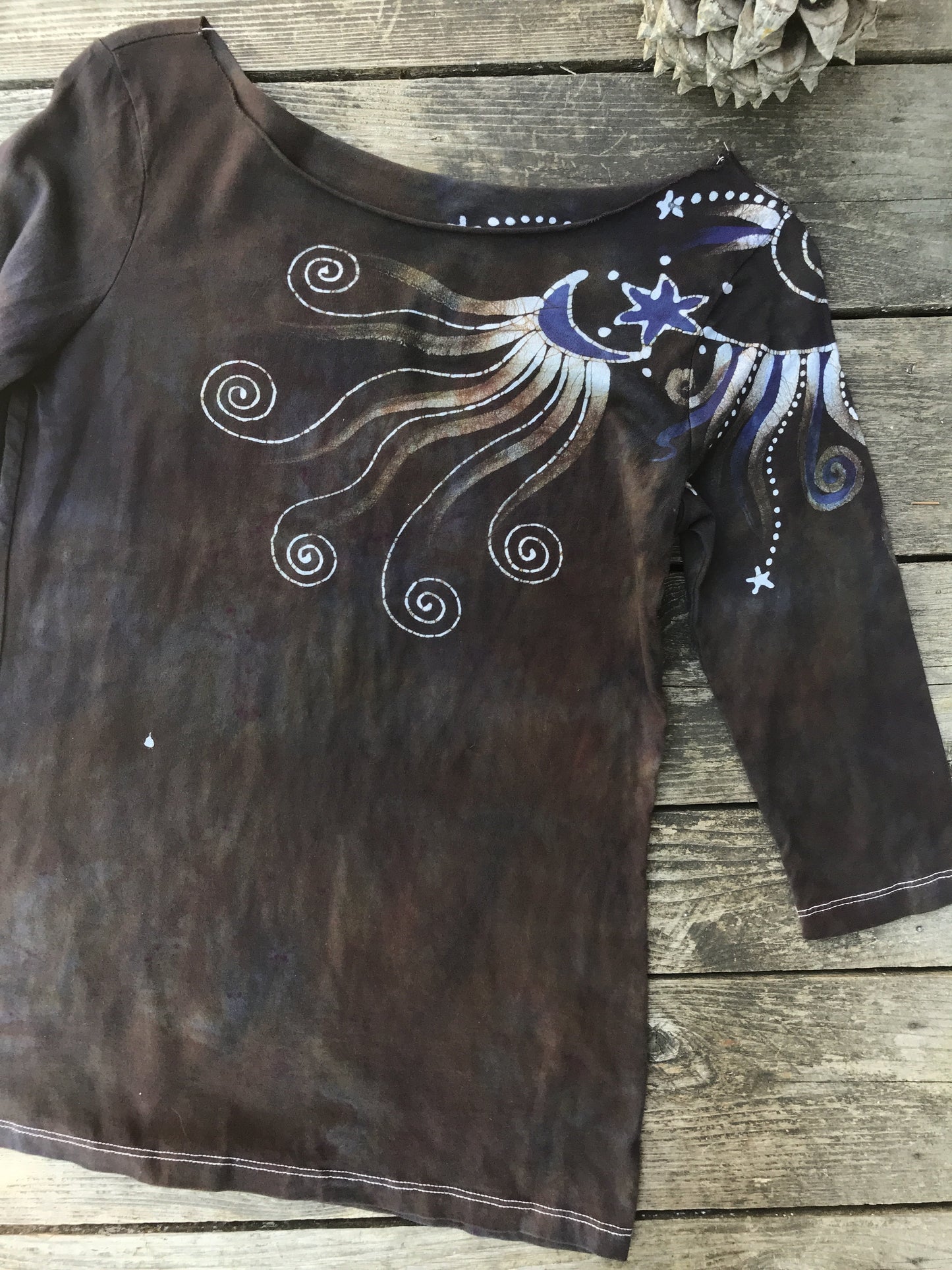 Nightshade Shoulder Swirls Hand Painted Batik Top