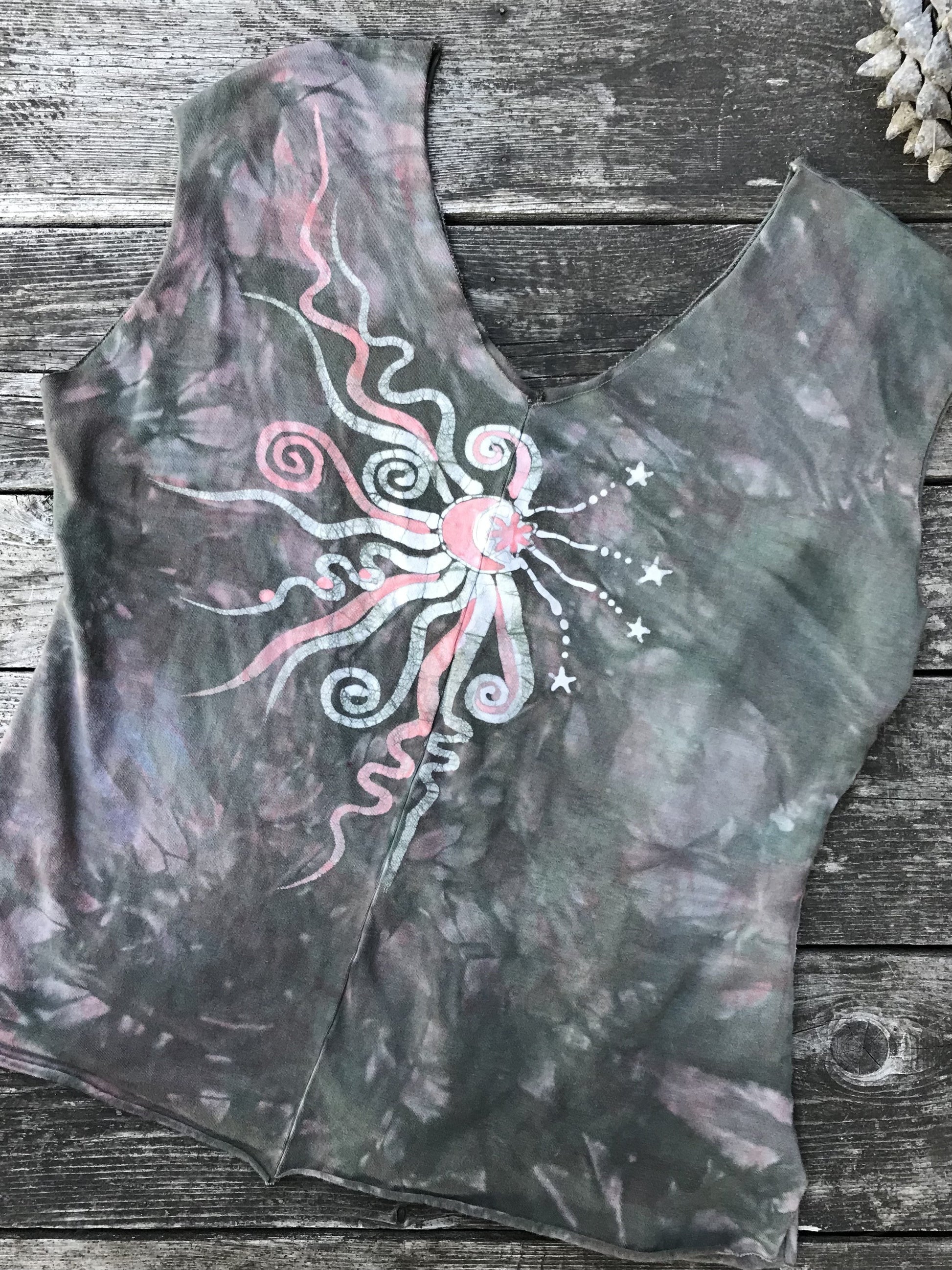 Sage And Clay - Organic Cotton 4 Panel Batik Top - Handmade Batik Dresses Batikwalla 