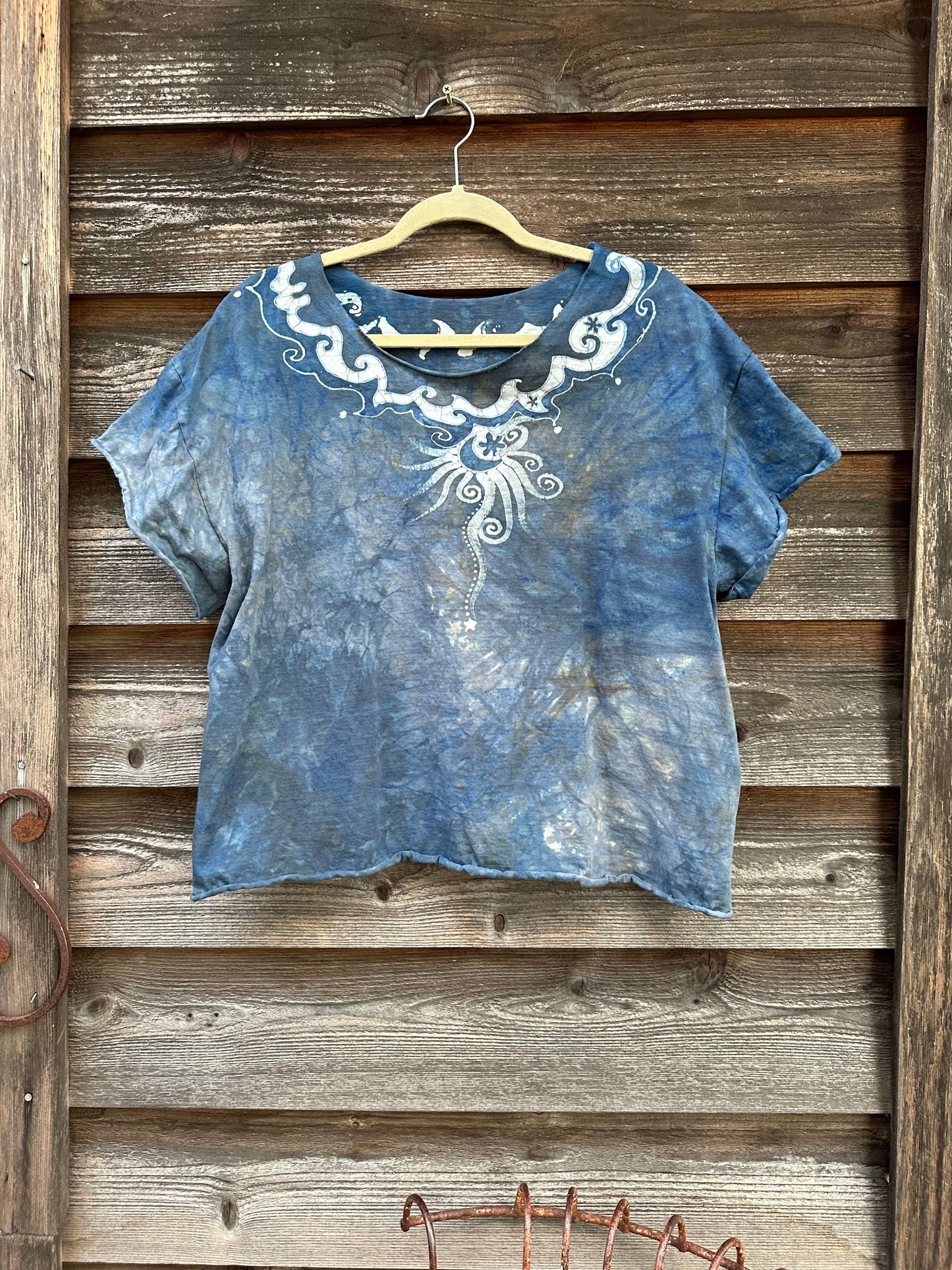 High Prairie Batik Necklace Tee - Size Large Shirts & Tops Batikwalla by Victoria 