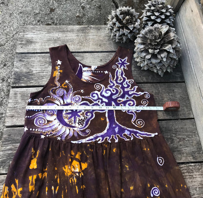 Golden Sun Purple Forest Farmer's Market Pocket Dress - Size Medium Batik Dresses Batikwalla Medium 