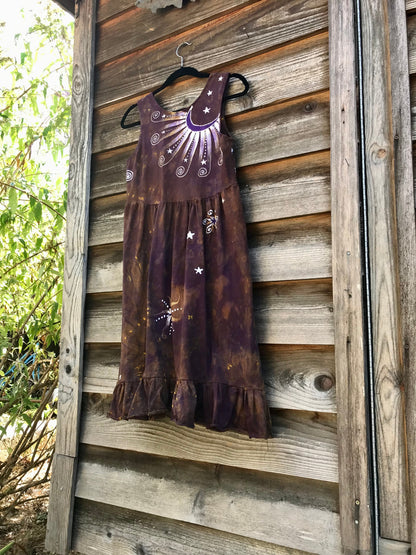 Golden Sun Purple Forest Farmer's Market Pocket Dress - Size Small Batik Dresses Batikwalla Small 