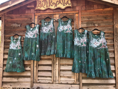 Mist in the Moss Green Forest - Farmer's Market Pocket Dress - Size Medium Batik Dresses Batikwalla 