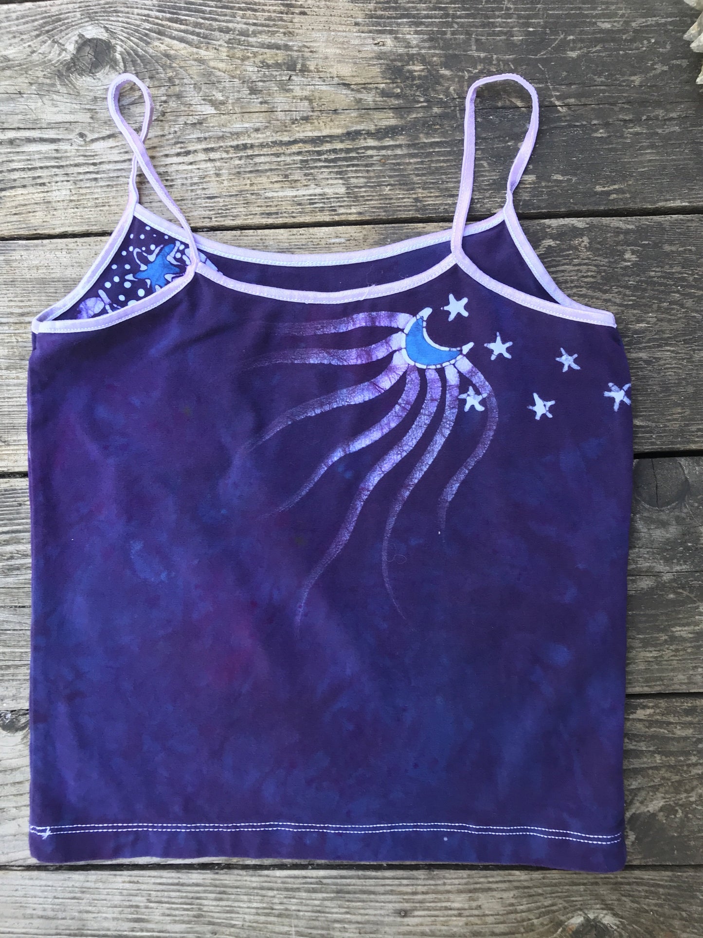 Purple Moon Batik Stretchy Handmade Yoga Camisole