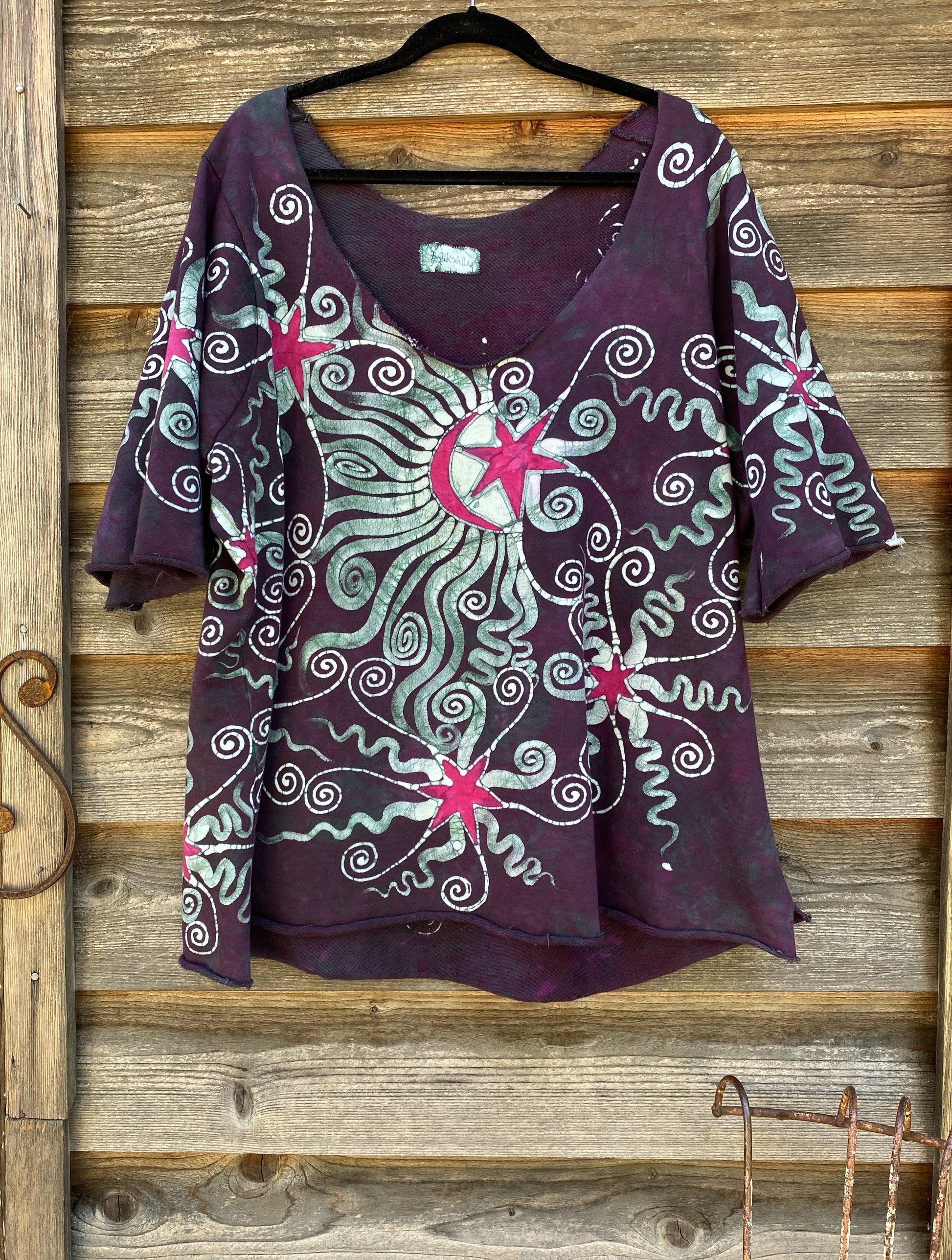Garden Of Eden Organic Cotton Handmade Batik Top, Size 3X +Plus Batik Dresses Batikwalla 