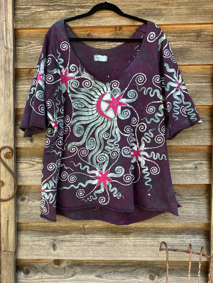 Garden Of Eden Organic Cotton Handmade Batik Top, Size 3X +Plus Batik Dresses Batikwalla 