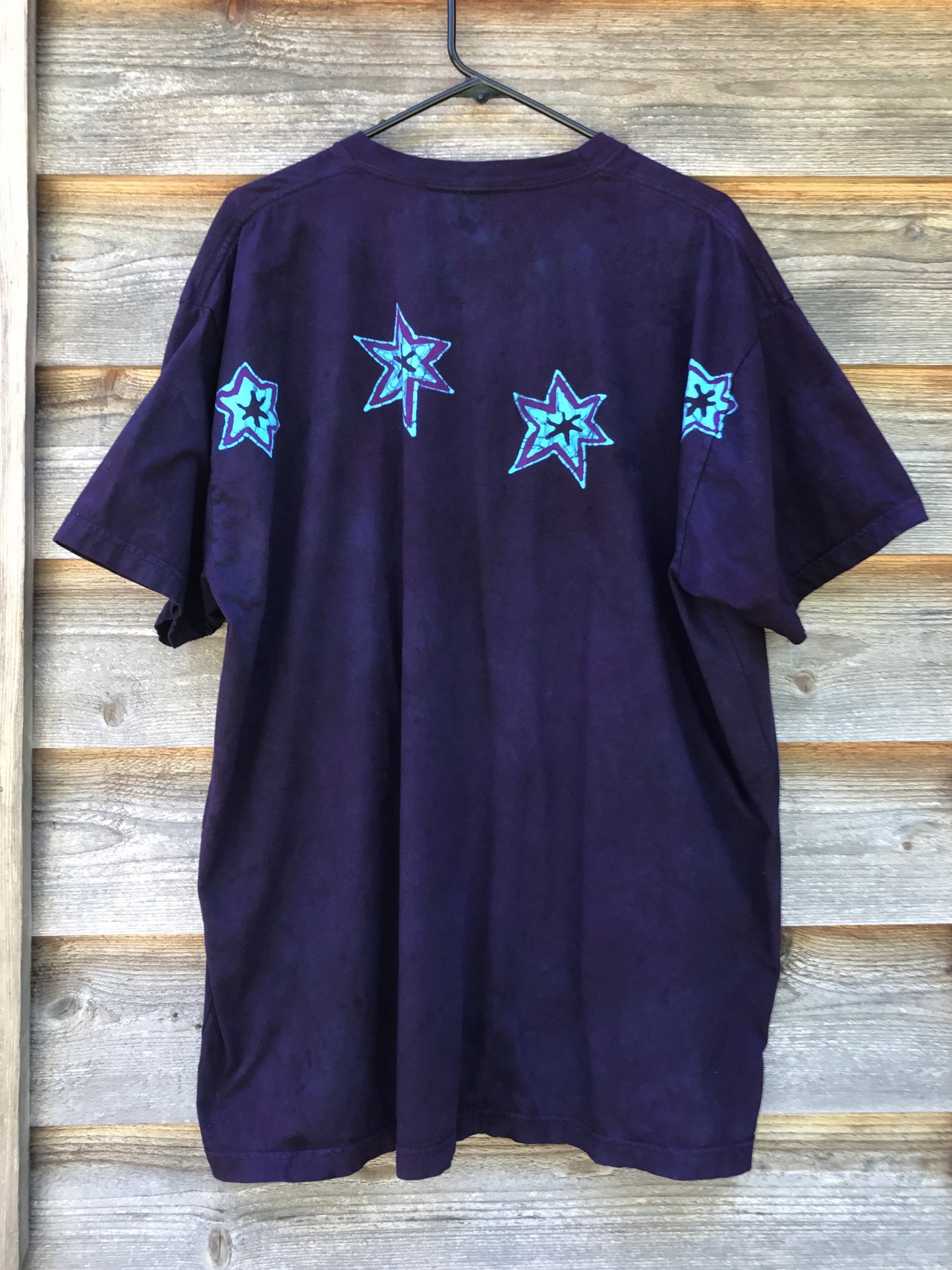 Deep Blue and Purple Moon Handmade Batik Tshirt - Size 3X Tall