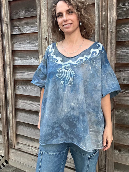 High Prairie Batik Necklace Tee - Size 3X Shirts & Tops Batikwalla by Victoria 