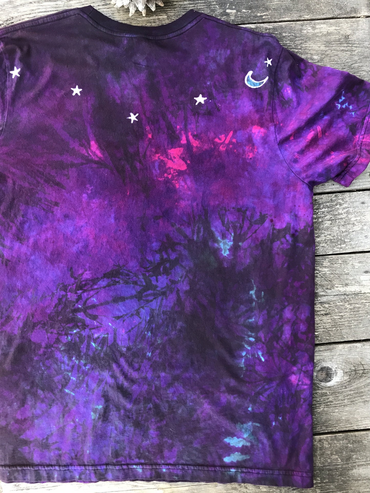 Starfish Flower Purple Om - Handmade Batik Tshirt - Size XL