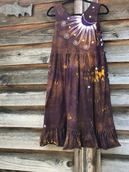 Golden Sun Purple Forest Farmer's Market Pocket Dress - Size Medium Batik Dresses Batikwalla 