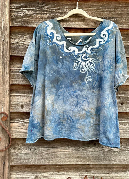 High Prairie Batik Necklace Tee - Size XL Shirts & Tops Batikwalla by Victoria XL 