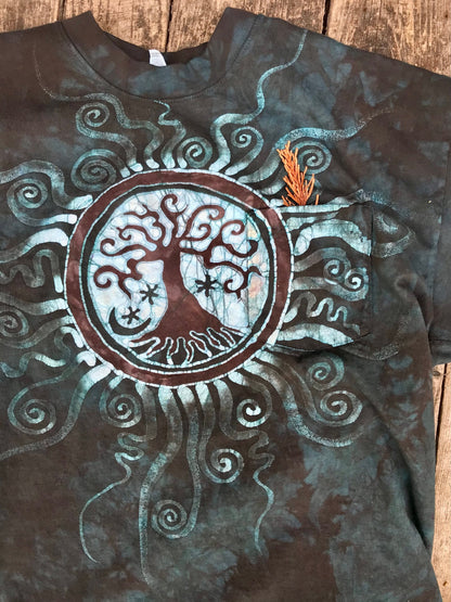 Reserved for Connie ONLY Blue Water Tree of Life Pocket Tshirt tshirt batikwalla 