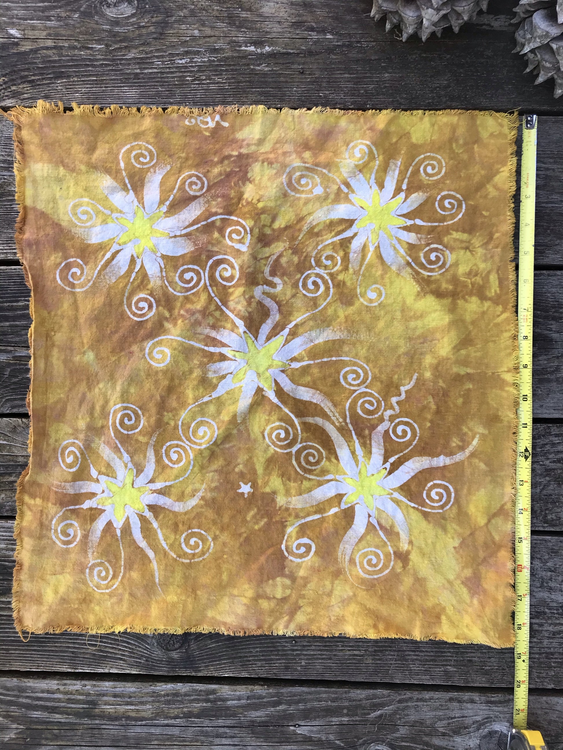 Sunshine Star Batik Bandana - Hand Painted Cotton Fabric Square scarf batikwalla 