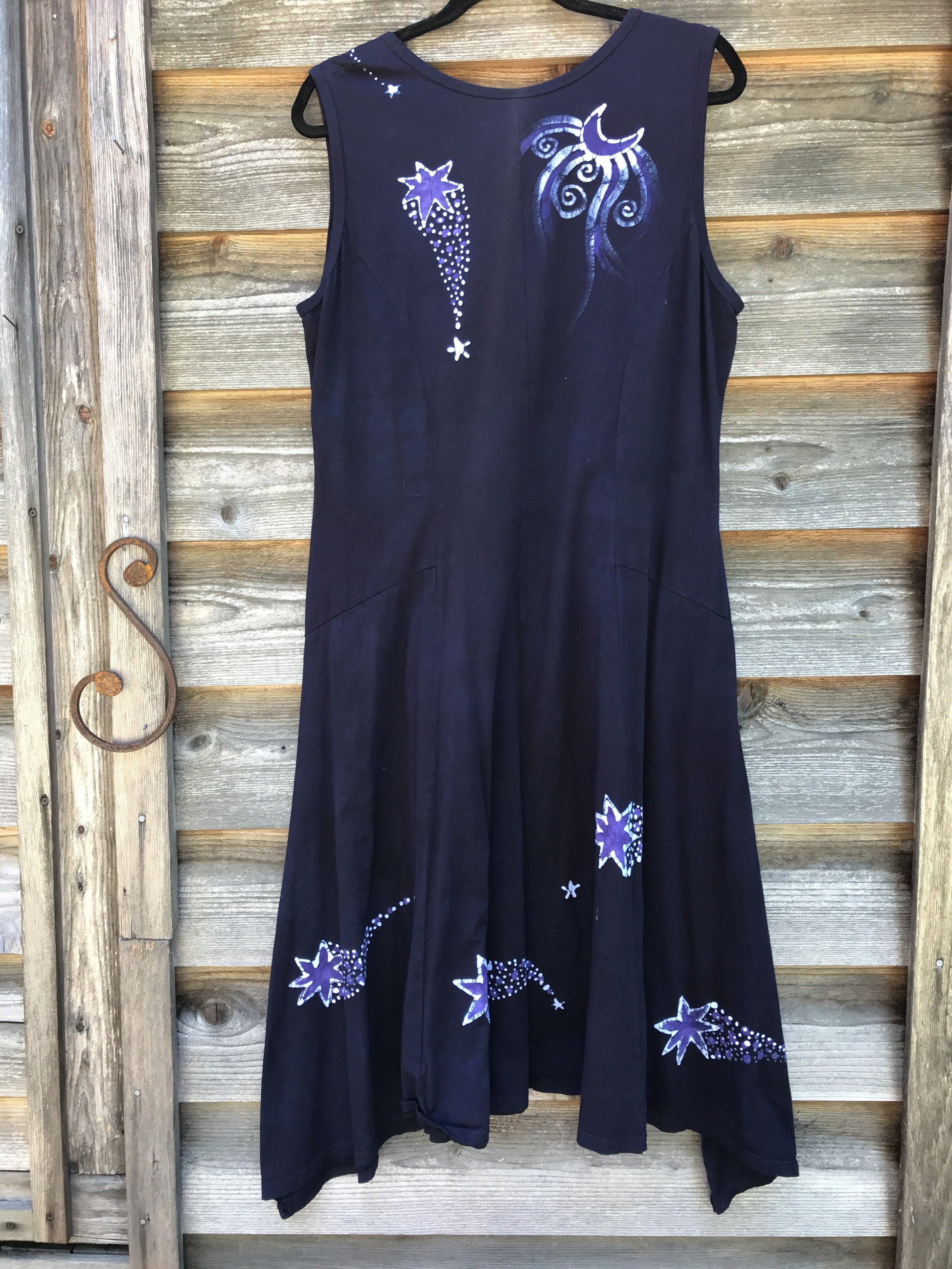 Stargazer In Midnight Blue Handmade Batik Dress - 2X ONLY Batik Dresses Batikwalla 
