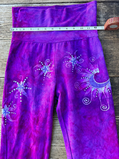 Hot Pink Moonflowers Stretchy Lounge Pants - Size Medium Yoga Pants batikwalla Medium 