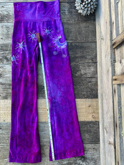 Hot Pink Moonflowers Stretchy Lounge Pants - Size Medium Yoga Pants batikwalla 