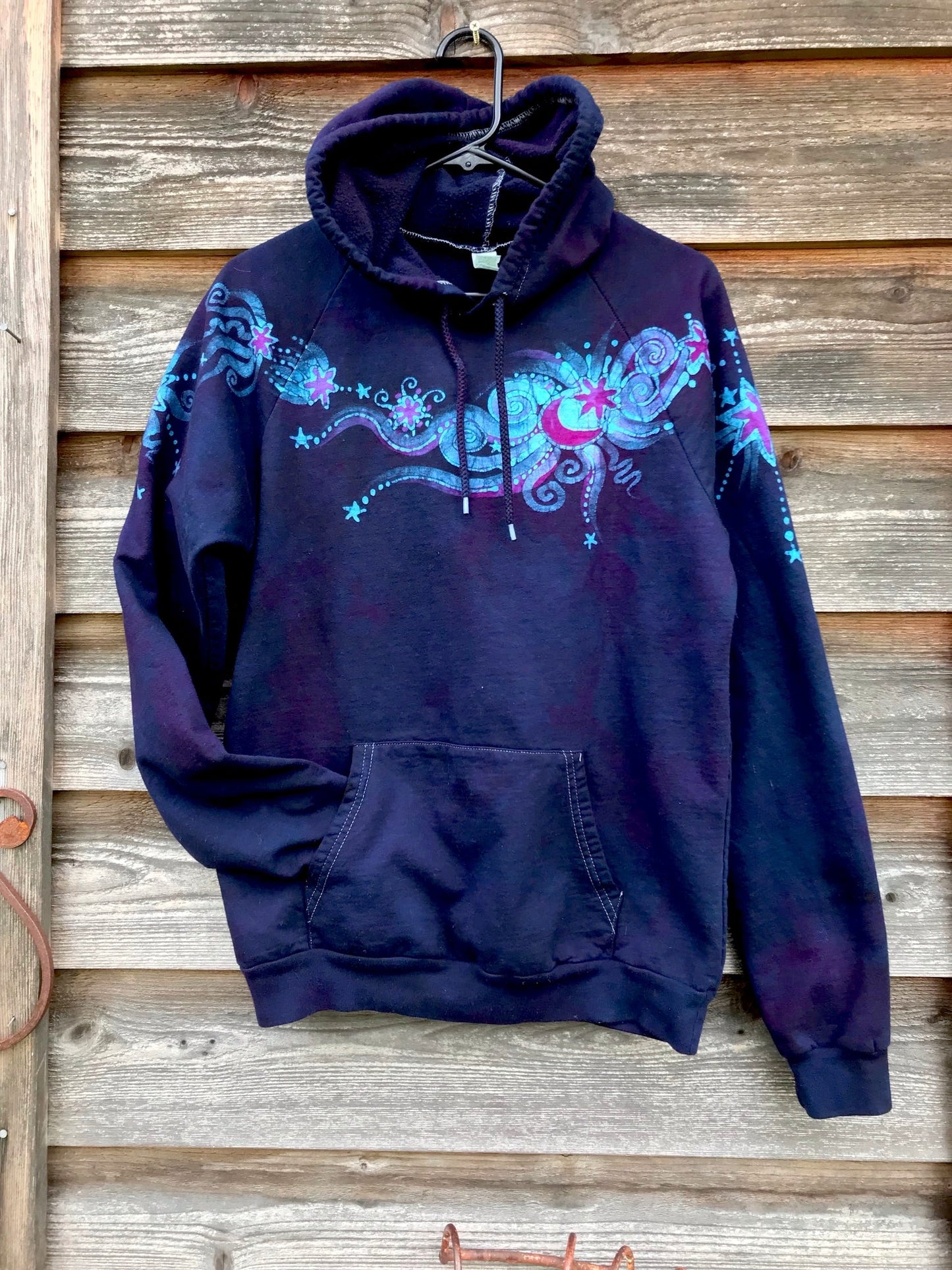 Fair Isle Galaxy Pullover Batik Hoodie - Organic Cotton - Size Medium ONLY hoodie batikwalla 