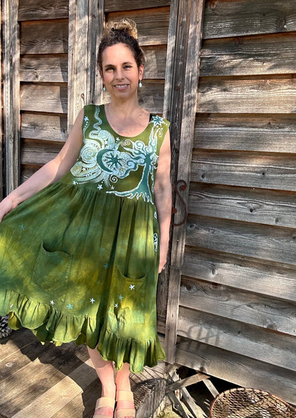 Green Valley Grove by the Forest - Farmer's Market Pocket Dress - Size 2X Batik Dresses Batikwalla 2X 