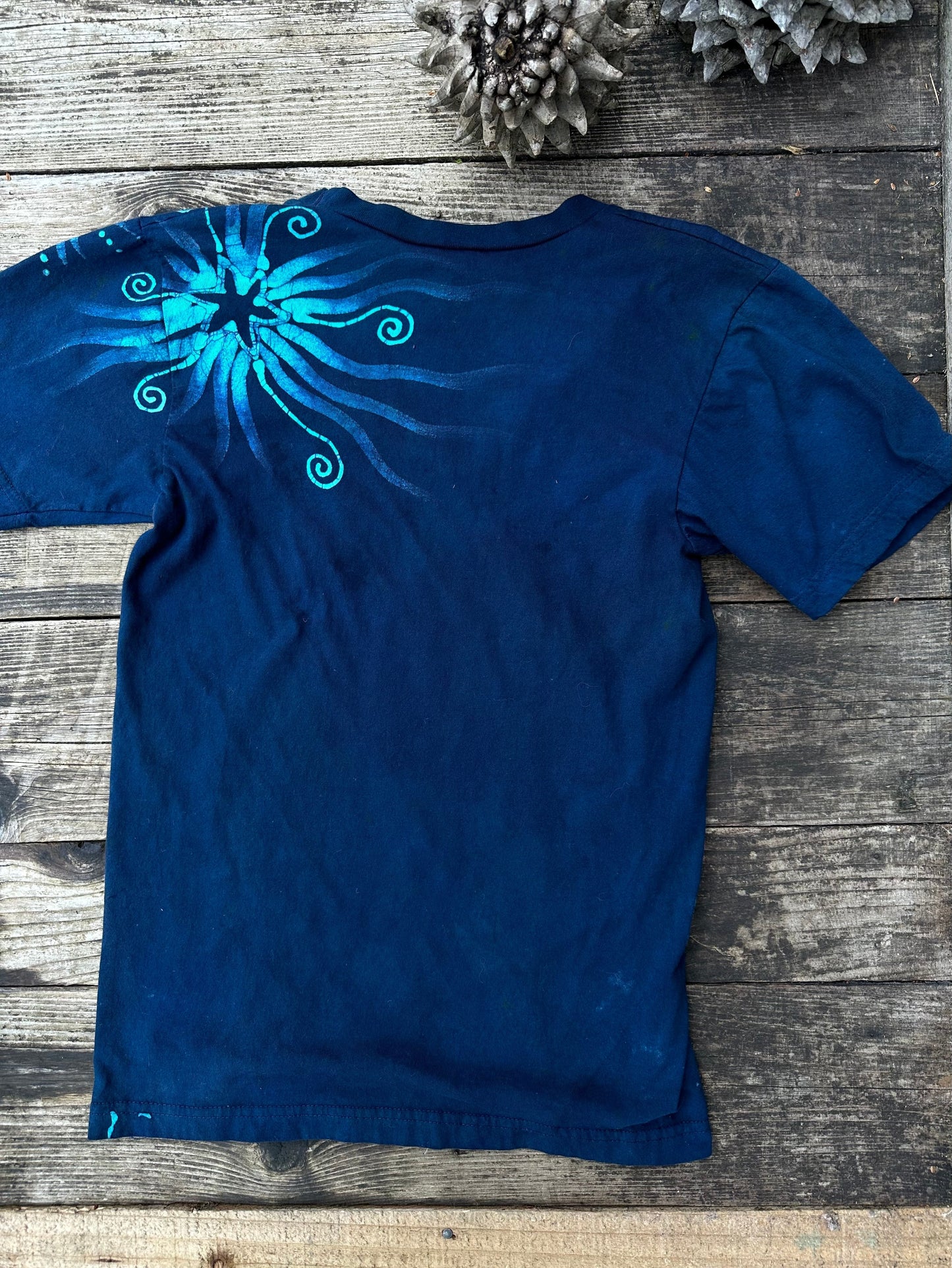 The Stars Will Guide Us Vneck Tee in Blue Teal - Size XS Unisex Tshirts Batikwalla by Victoria 
