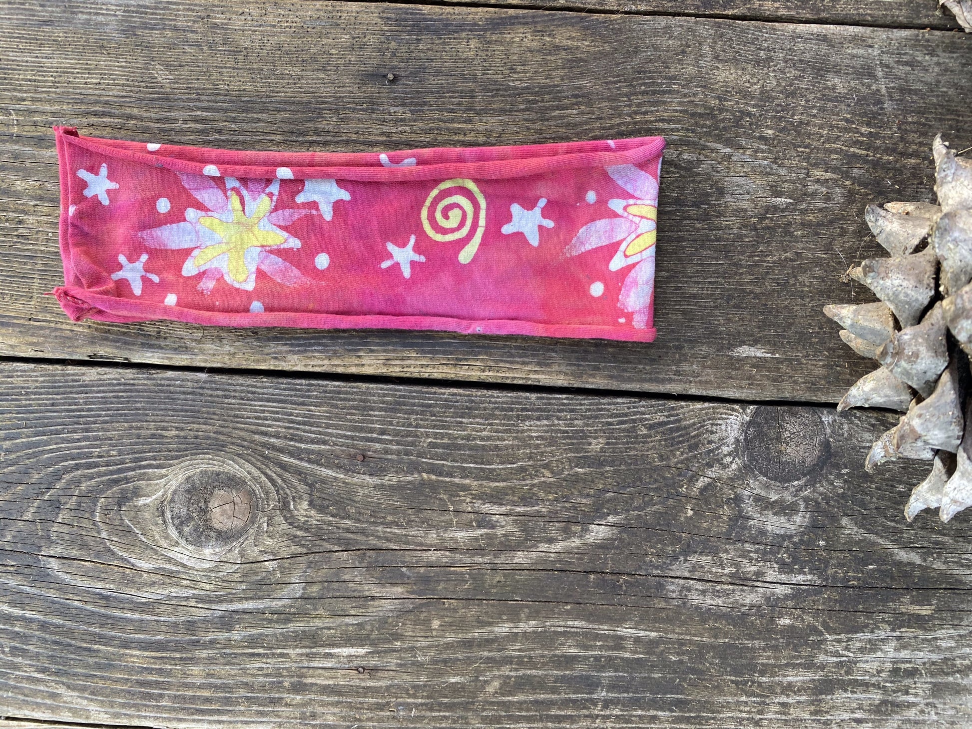Stellar Handmade Headband - Authentic Batik Batikwalla by Victoria pink lemon sunshine 