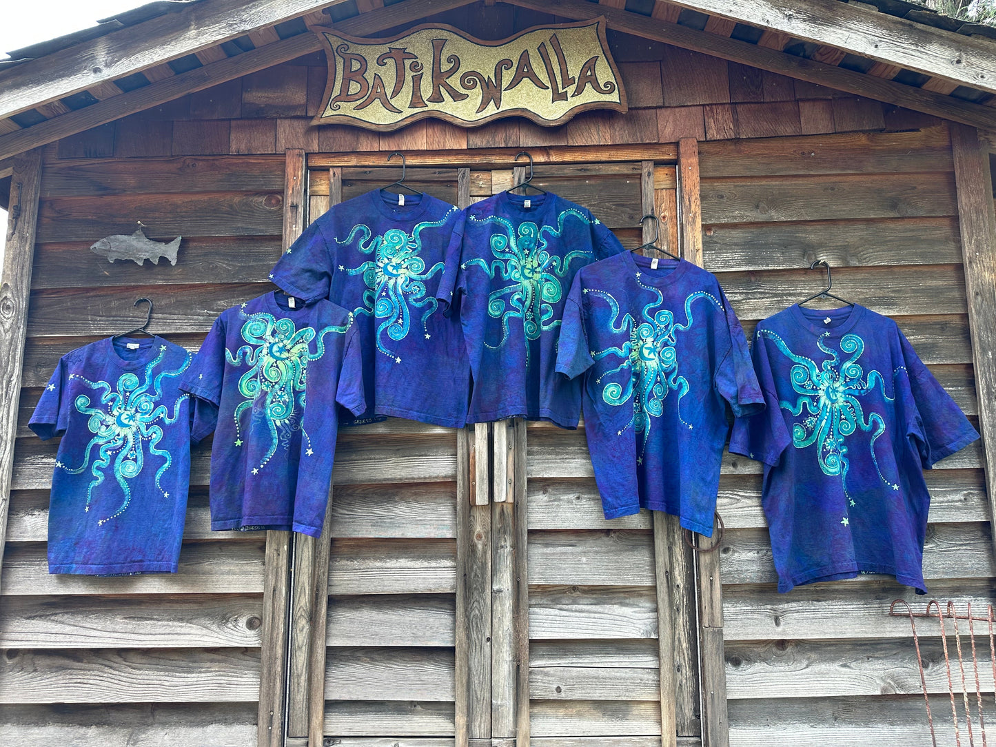 Aurora Borealis Handmade Batik Tshirt with Hidden Star Appliqué tshirt batikwalla 2X 