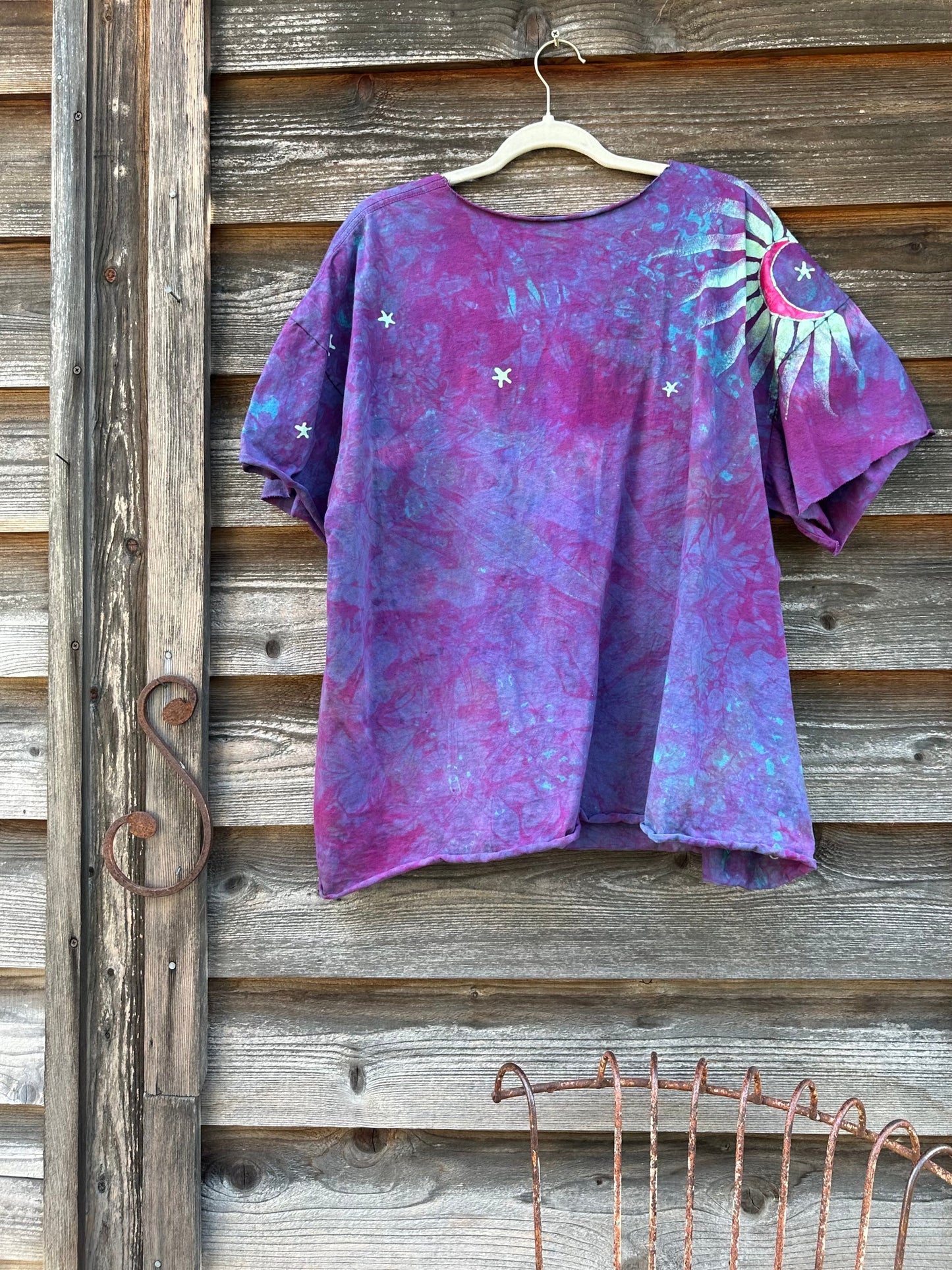 Sunrise Sunset Cotton Cropped Crew Tee - Size 2X Shirts & Tops Batikwalla by Victoria 