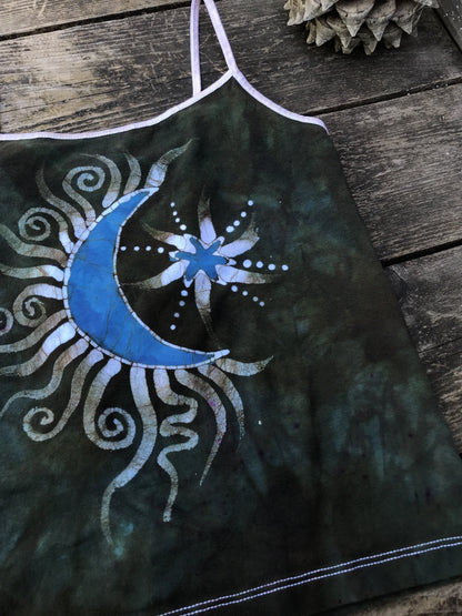 Blue Moon Sage Green Batik Stretchy Handmade Camisole