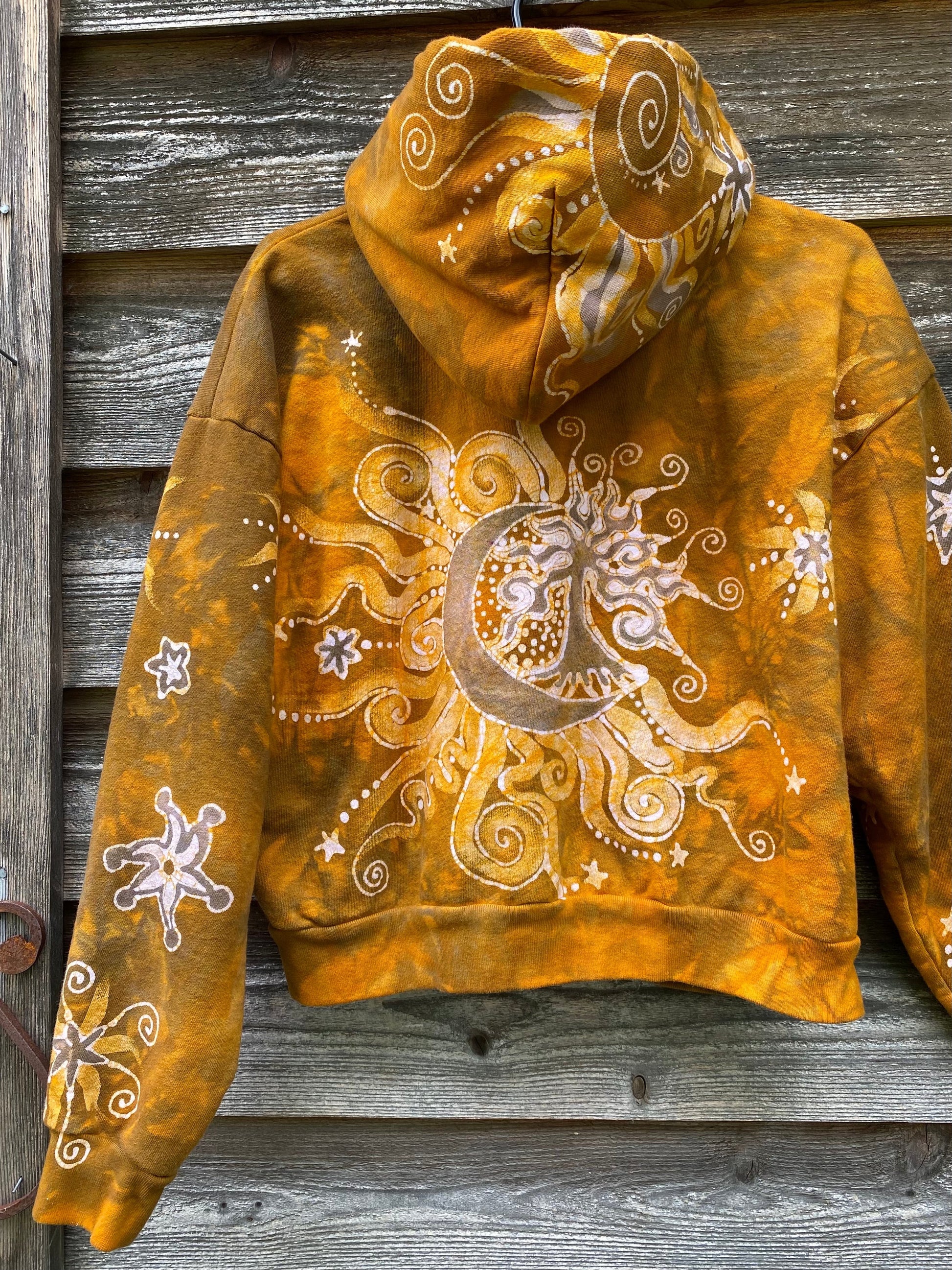 Golden Tree and Moon Handmade Batik Hoodie - Size M/L hoodie batikwalla M/L 