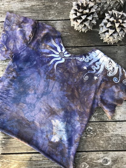 Earth and Sky Organic Cotton Handmade Batik Top, Size Large Batik Dresses Batikwalla 