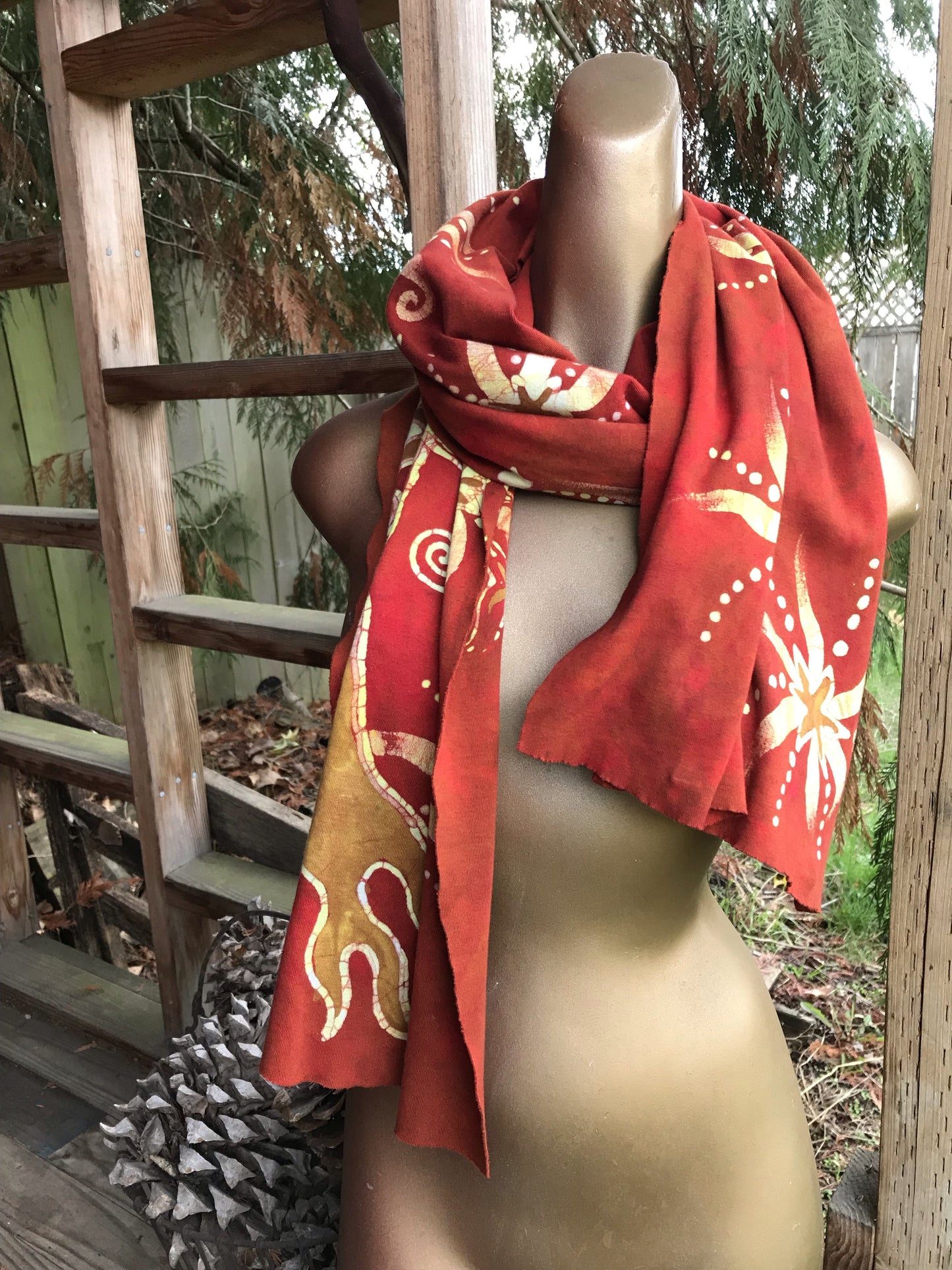 Warmth Of The Sun Hand Painted Organic Cotton Batik Scarf