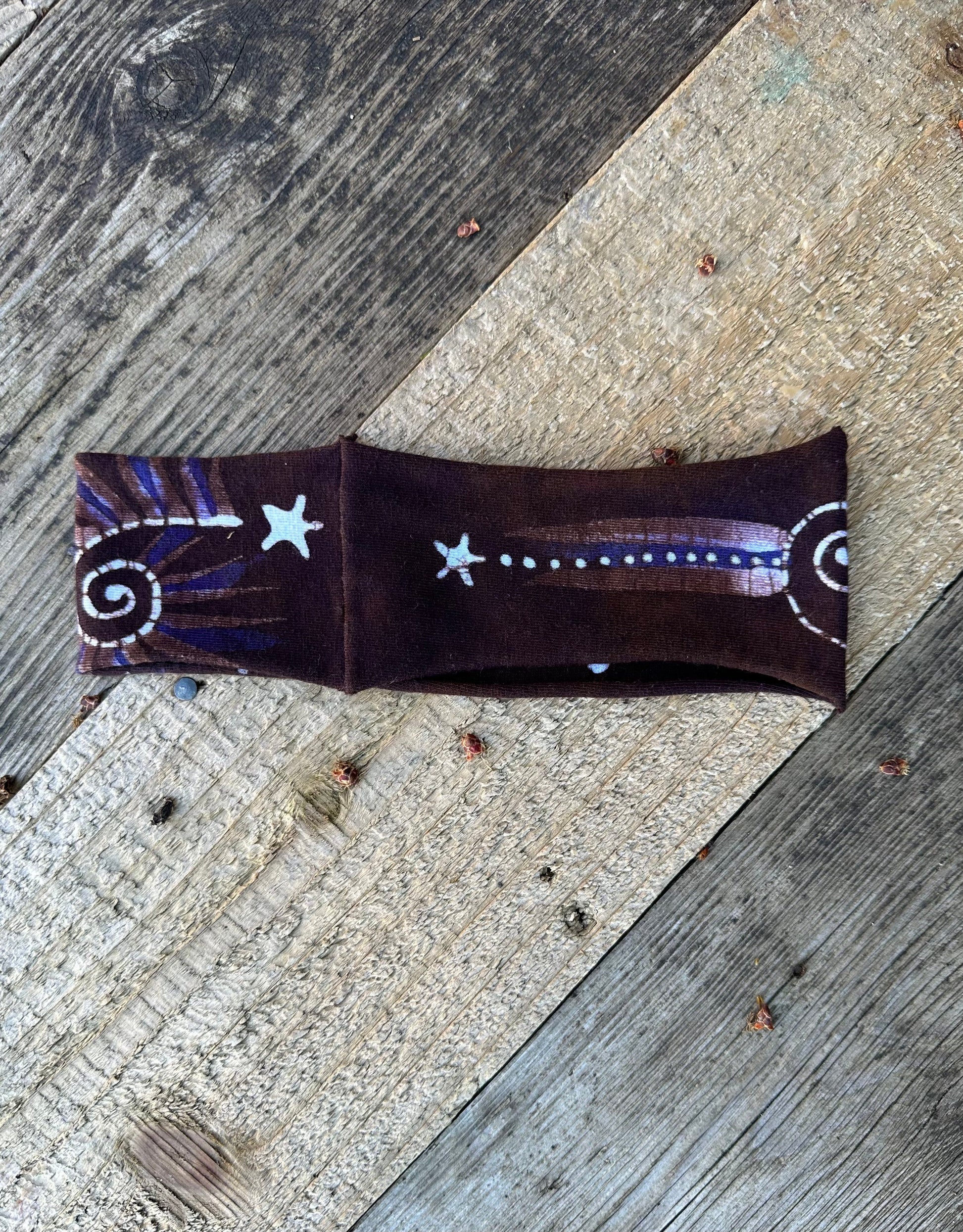 Purple Plum Stars Handmade Batik Headband fabric Batikwalla by Victoria 