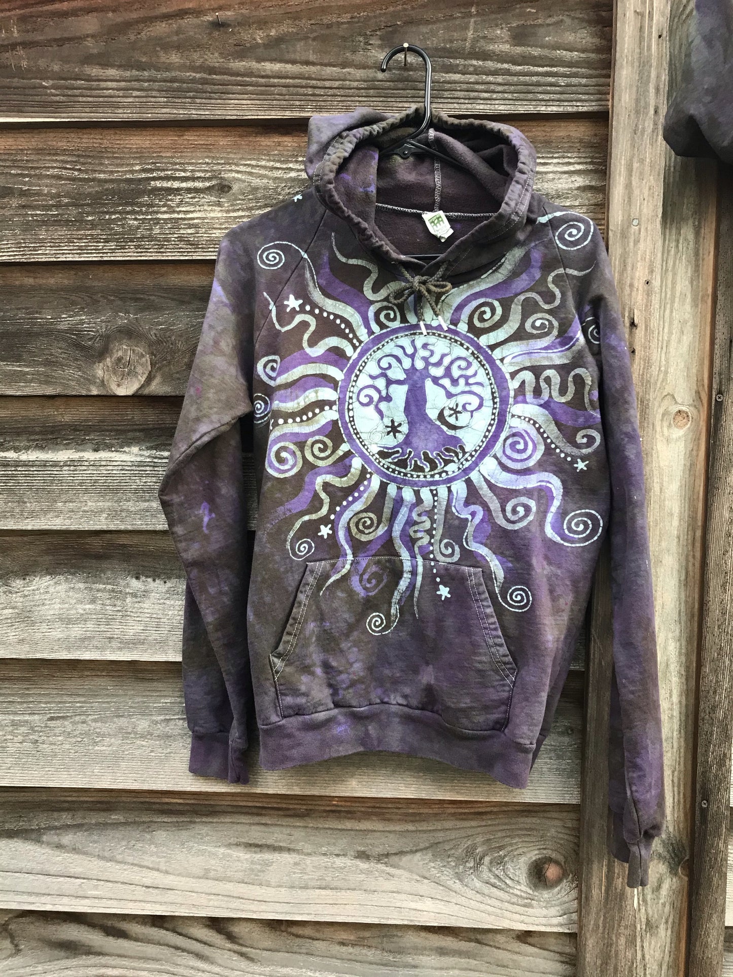 Sage Goddess Purple Tree Of Life Pullover Batik Hoodie - Handcrafted In Organic Cotton hoodie batikwalla Small 