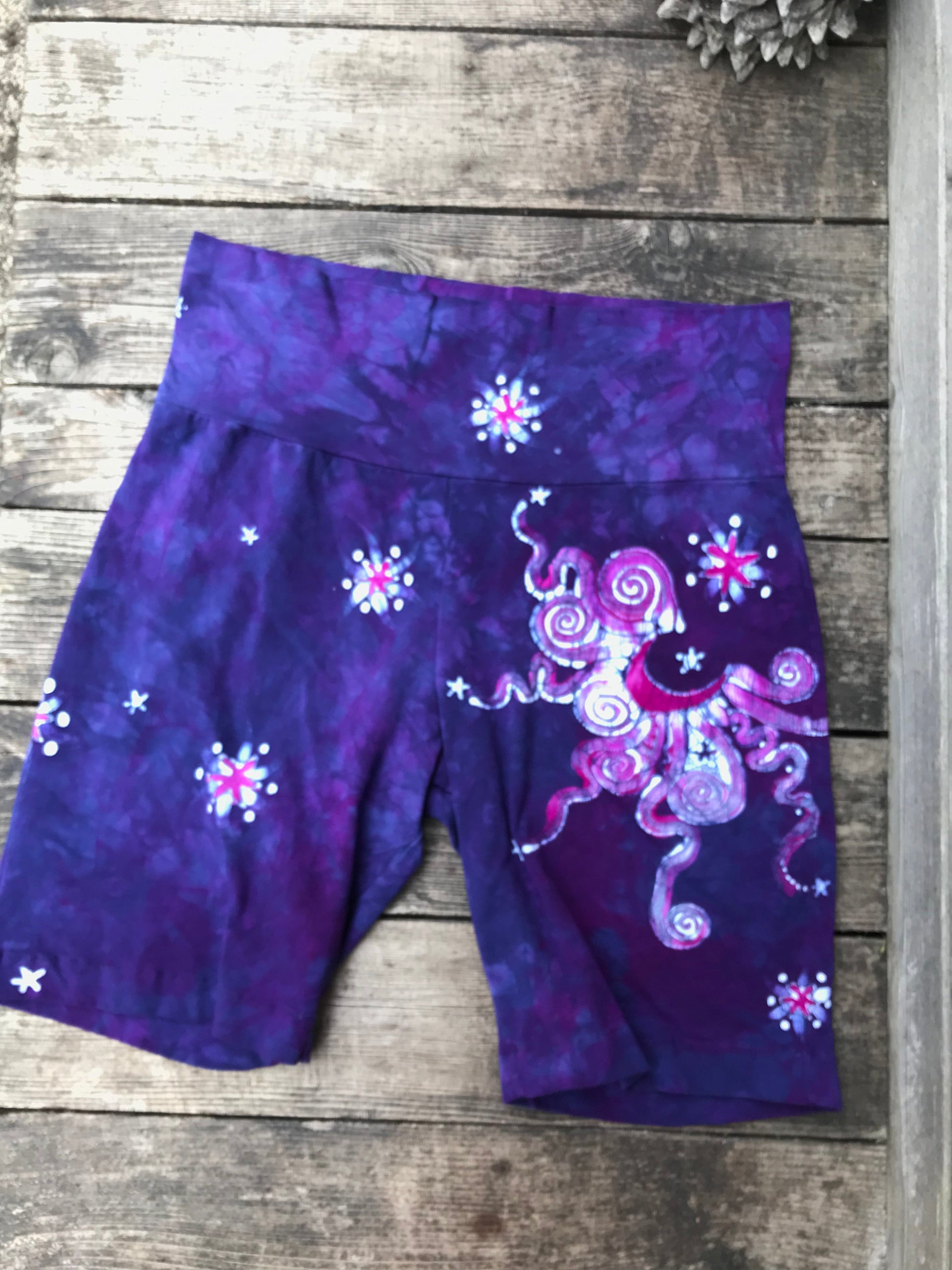 Moon and Stars Batik Biker Shorts - Purple Magenta Batikwalla by Victoria 