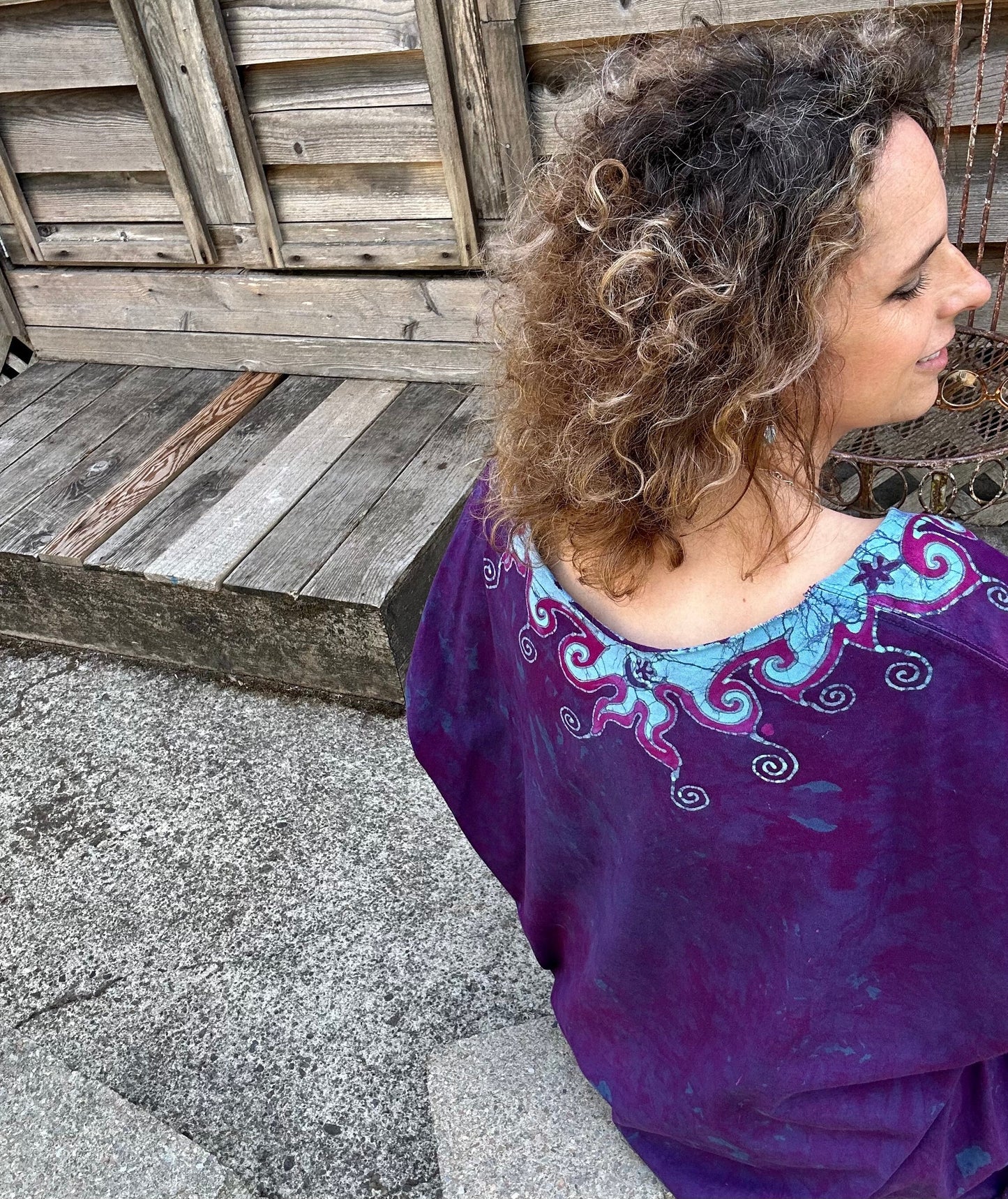 Sapphire Moon Batik Necklace Tee - Size 3X Shirts & Tops Batikwalla by Victoria 