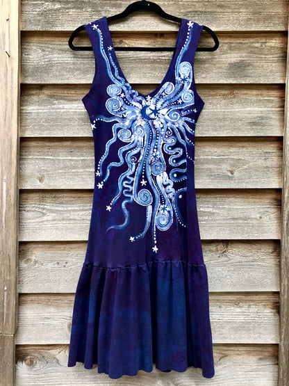 Purple Stars In The Summer Night Batikwalla Dress in Organic Cotton