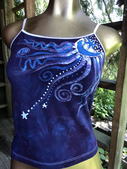 Purple Moon Batik Stretchy Handmade Yoga Camisole