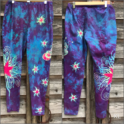 Sunrise Moon and Stars Batik Yoga Leggings - New Version leggings batikwalla XL 