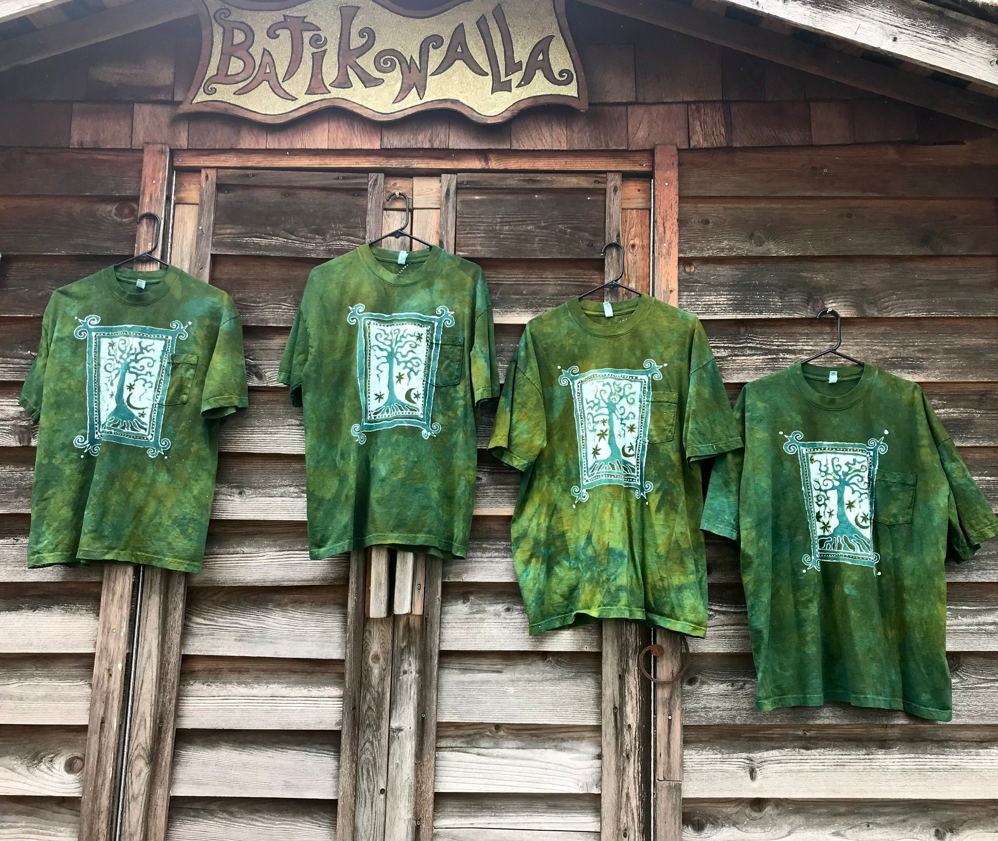 Tree of Life Scrolls Handmade Batik Tshirt with Hidden Pocket tshirt batikwalla 2X 