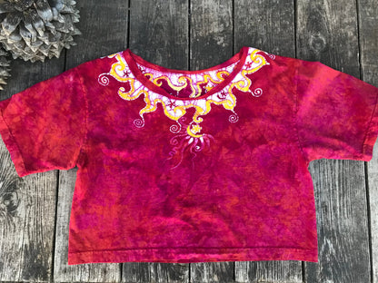 Perpetual Waves of Poppies Oversize Crop Top Batikwalla by Victoria 