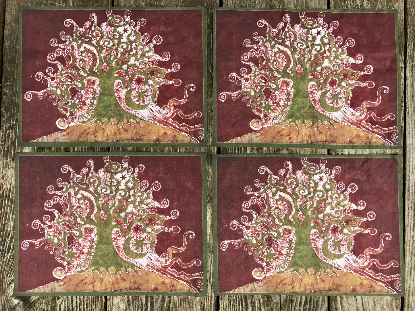 Tree on a Hill Batik Batik Fabric Print