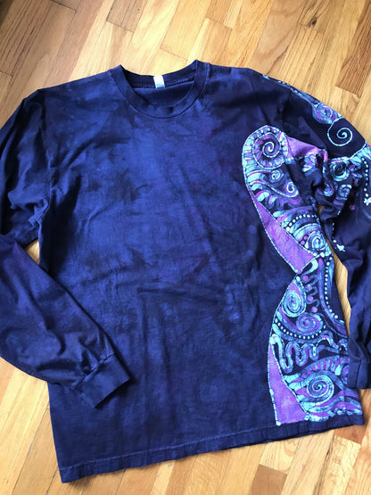 Blue Swirls Long Sleeve Batik Tshirt