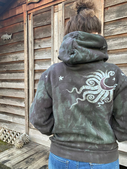 Olive Tree of Life - Handcrafted Batik Pullover Hoodie - Size Small ONLY hoodie batikwalla 