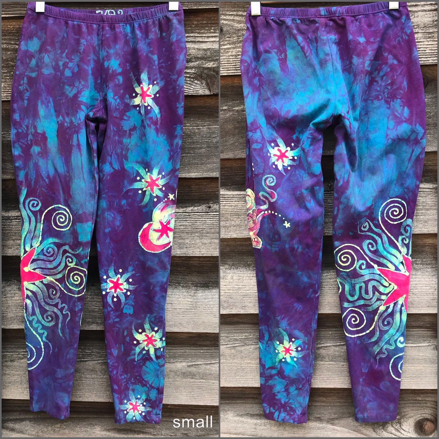 Sunrise Moon and Stars Batik Yoga Leggings - New Version leggings batikwalla Small 