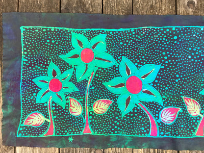 Flower Garden - Hand Painted Batik Fabric Scarf