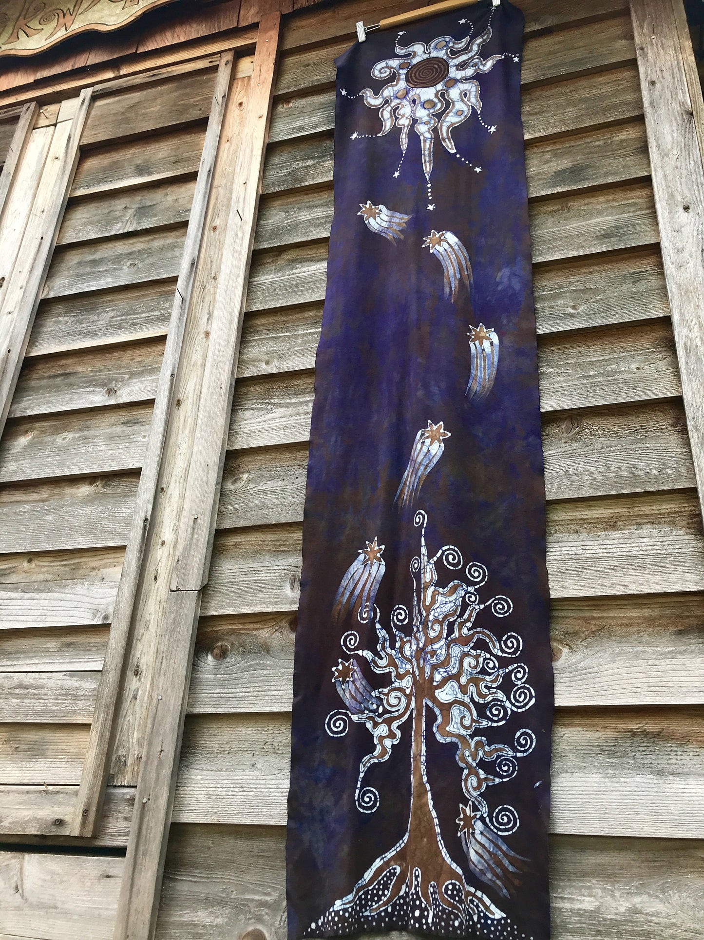 Wildwood Forest Hand Painted Organic Cotton Batik Scarf